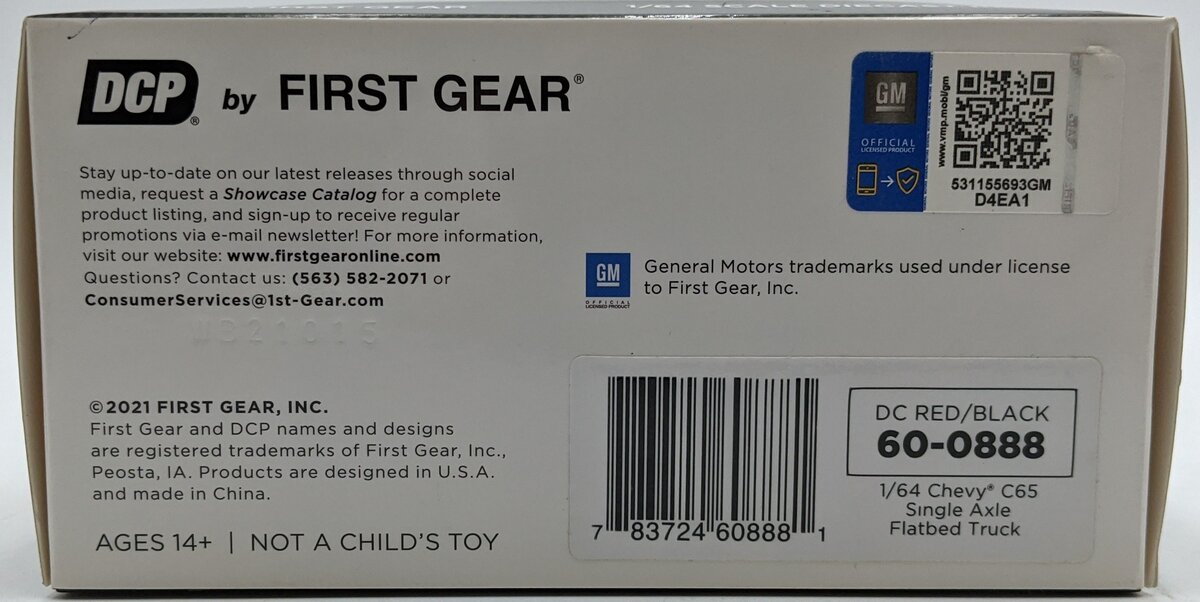 First Gear 60-0888 1:64 Chevrolet C65 W/Single Axle Flatbed White/Red