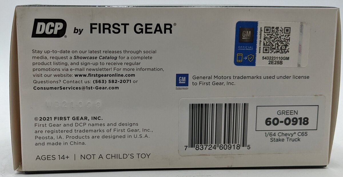 First Gear 60-0918 1:64 Chevrolet C65 Single Axle W/Stake Body Green