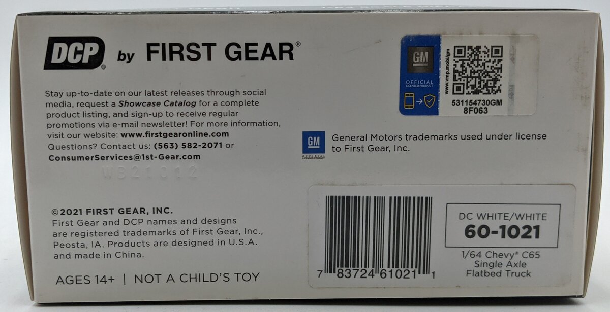 First Gear 60-1021 1:64 1:64 Chevrolet C65 W/Single Axle Flatbed White/White