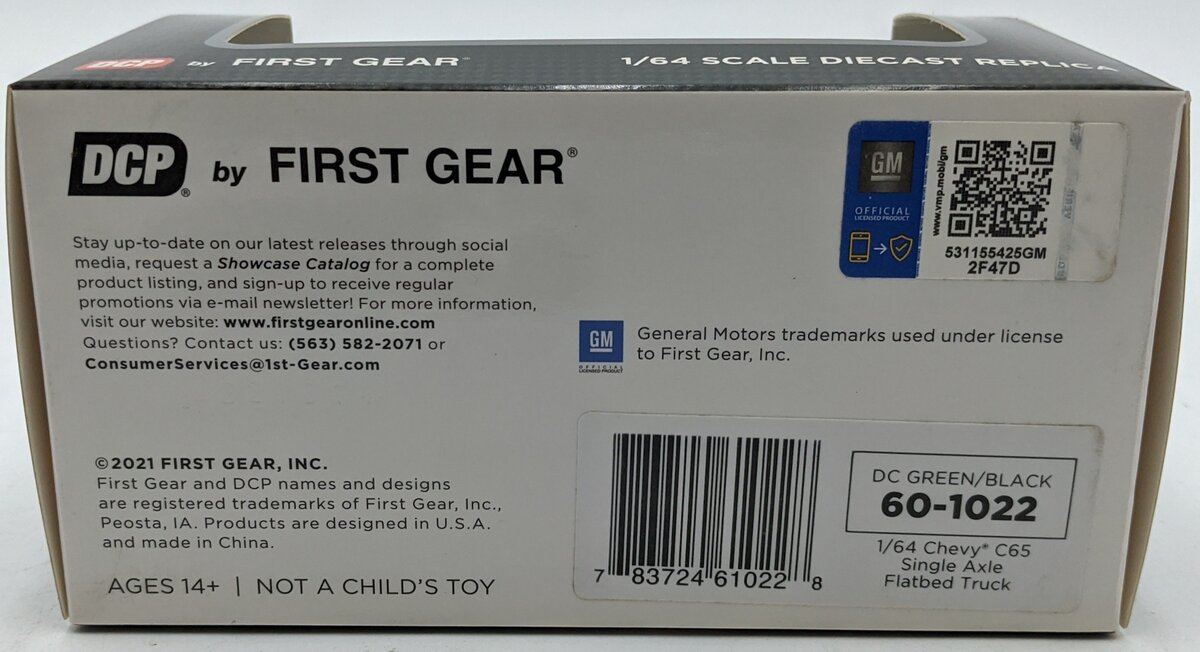 First Gear 60-1022 1:64 Chevrolet C65 W/Single Axle Flatbed White/Black