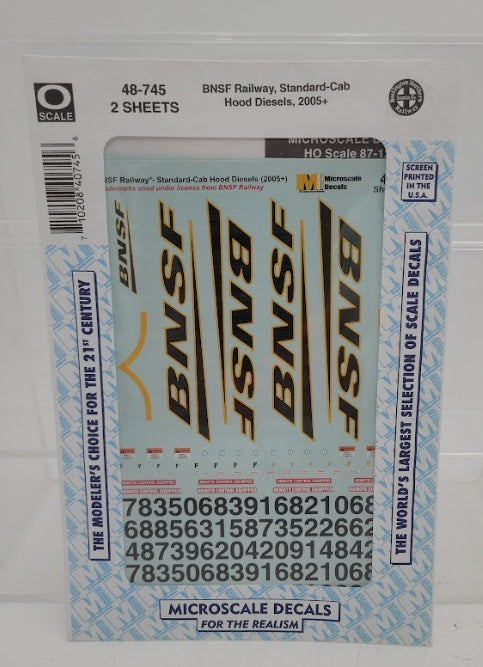 Microscale 48-745 O Scale BNSF Railway Standard-Cab Hood Diesels (2005+) Decal