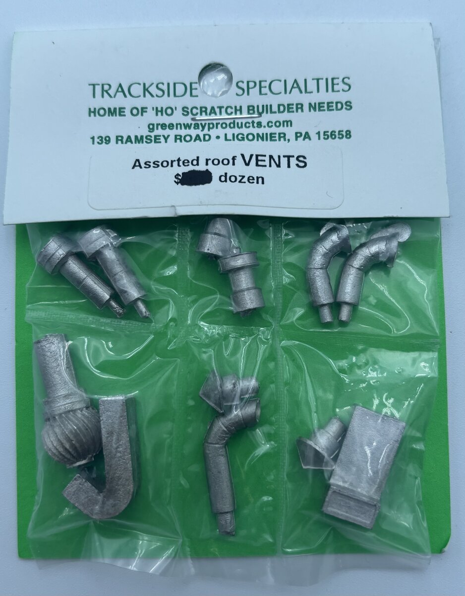 Trackside Specialties HO Assorted Roof Vents (Pack of 12)