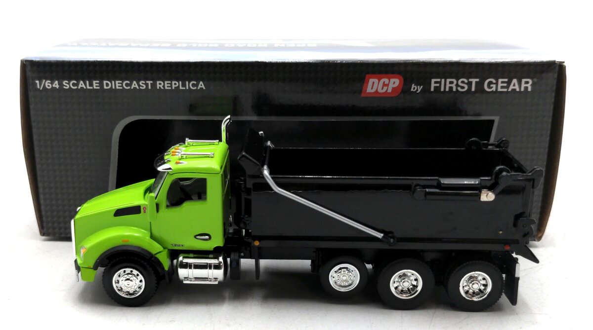 First Gear 60-1413 1:64 Kenworth T880 w/ Rogue Transfer Dump Body Lime Green