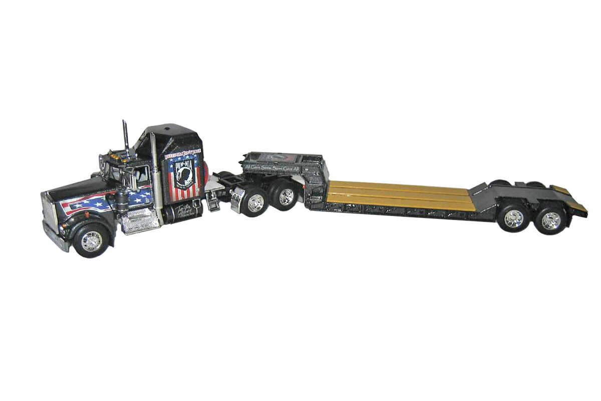 First Gear 60-1312 1:64 Kenworth W900A w/Sleeper w/Rogers Lowboy - POW/MIA