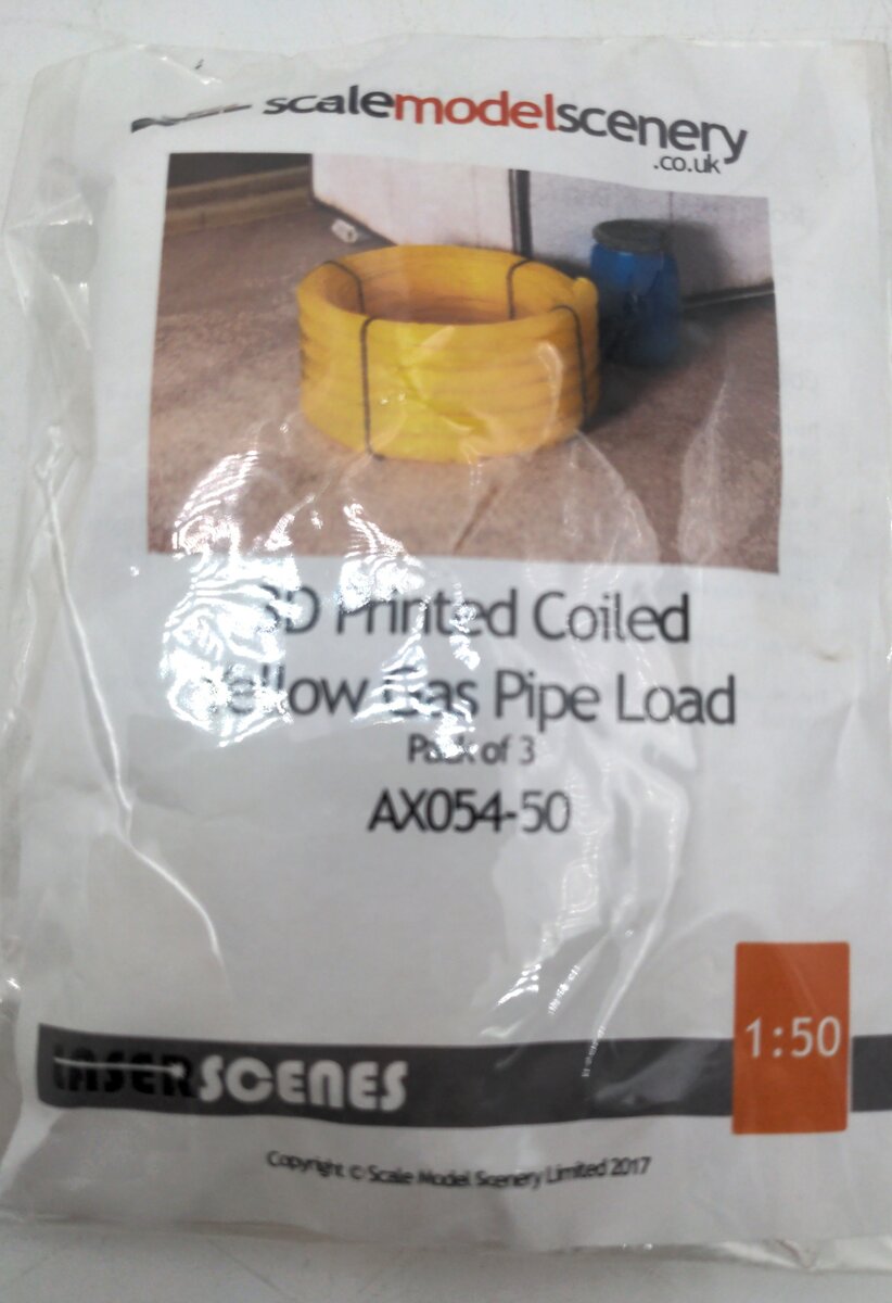 Scale Model Scenery AX054-50 1:50 3D Printed Coiled Yellow Gas Pipe Load 3 Pack