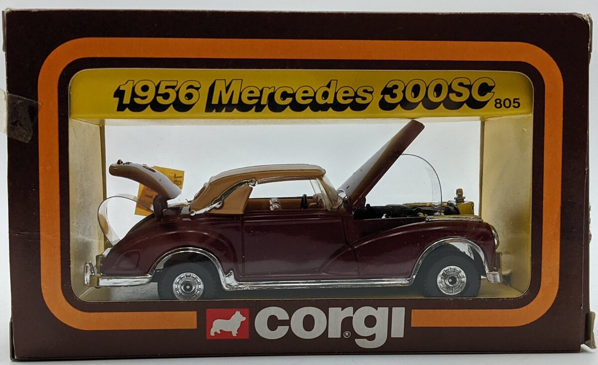 Corgi 805 1:43 Diecast 50's Classics Red/Cream 1956 Mercedes 300SC
