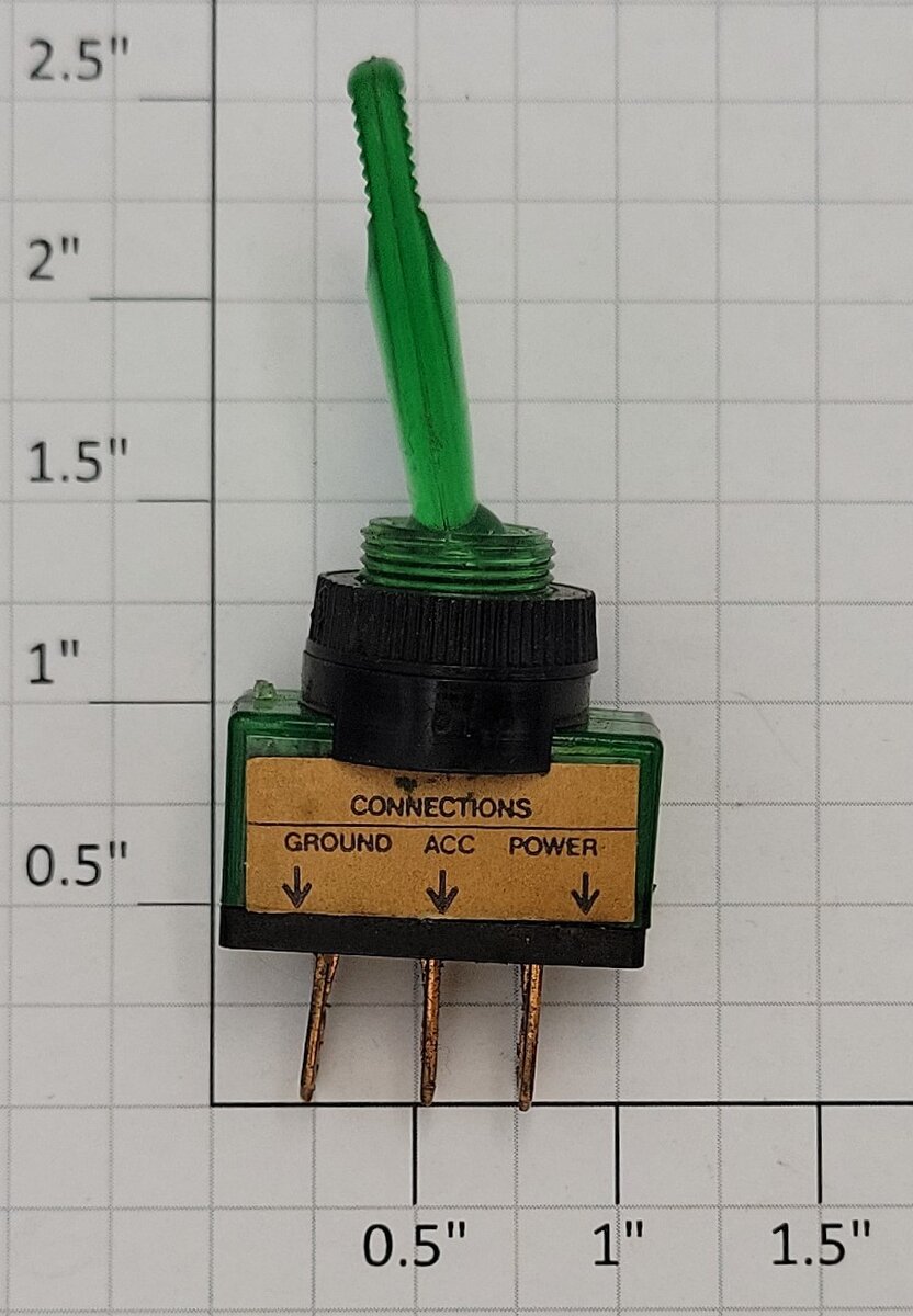Acme 0826-17 SPDT On/Off Green Duckbill Illuminated Toggle Switch 12VDC