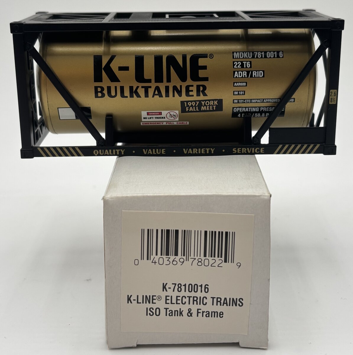 K-Line K-7810016 O Gauge ISO Tank & Frame