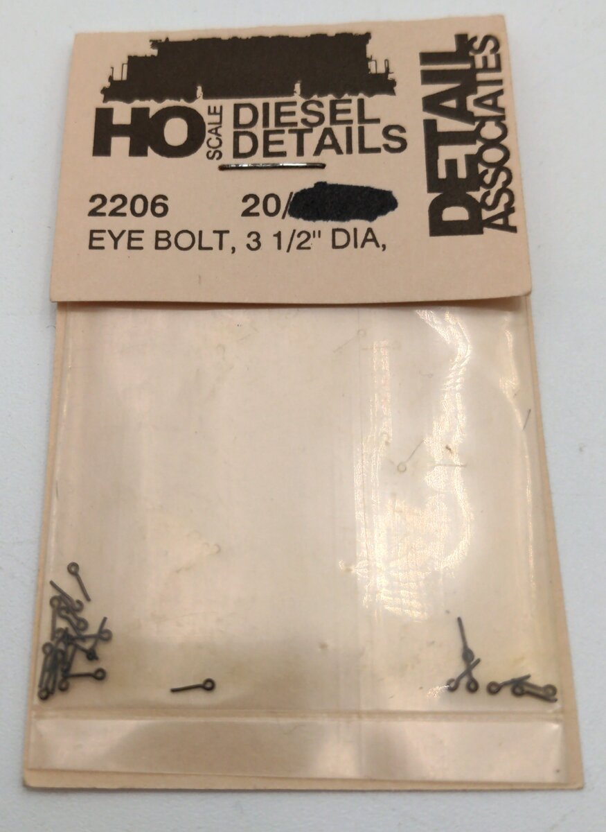 Detail Associates 2206 HO Eye Bolts- 3 1/2" Diameter Wire Formed (Pack of 20)