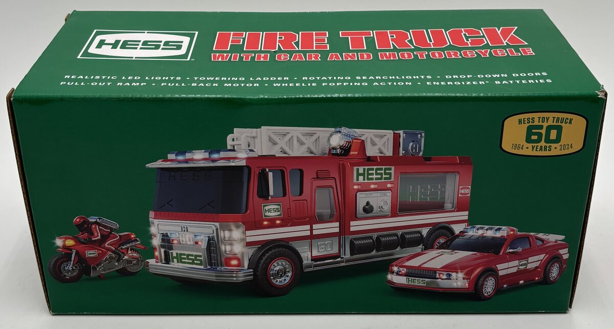 Hess 2024 Fire Truck With Car And Motorcycle