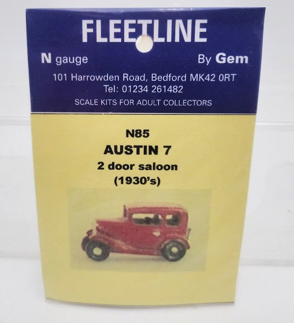 Fleet Line N85 N Scale By Gem Austin7 2 Door Saloon (1930's) Unpainted Metal Kit