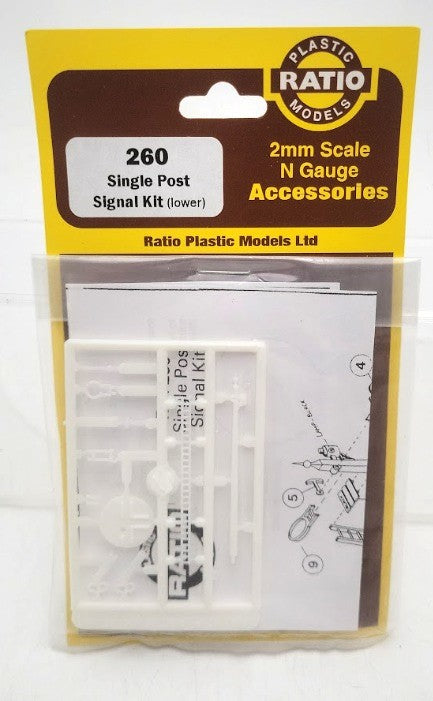 Ratio 260 N Gauge 2mm Scale Single Post (Lower) Signal Accessories Plastic Kit
