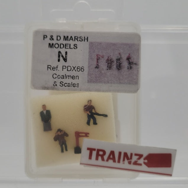 P & D Marsh PDX66 N Scale X66 3-Coalmen & 1-Scale Painted Metal Figures