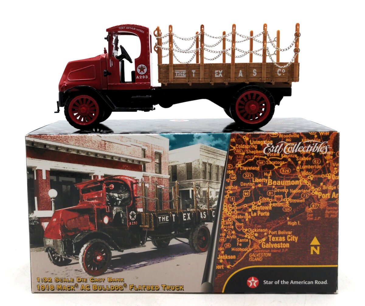 ERTL 1918 1:32 Scale Diecast 1918 Mack AC Bulldog Flatbed Truck Texaco Coin Bank