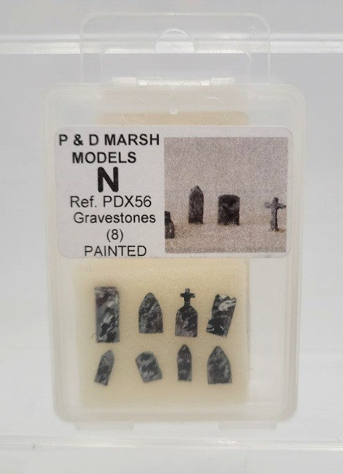 P & D Marsh PDX56 N Scale Painted Gravestones (Pack of 8)