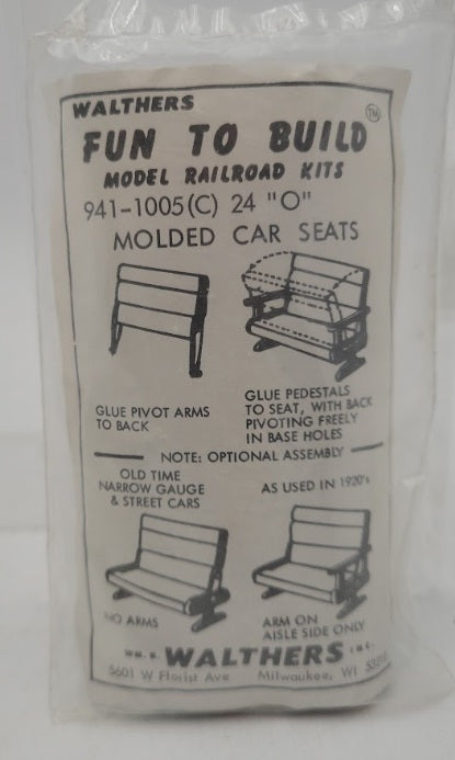 Walthers 941-1005(C) O Gauge Molded Car Seats (Pack of 24)