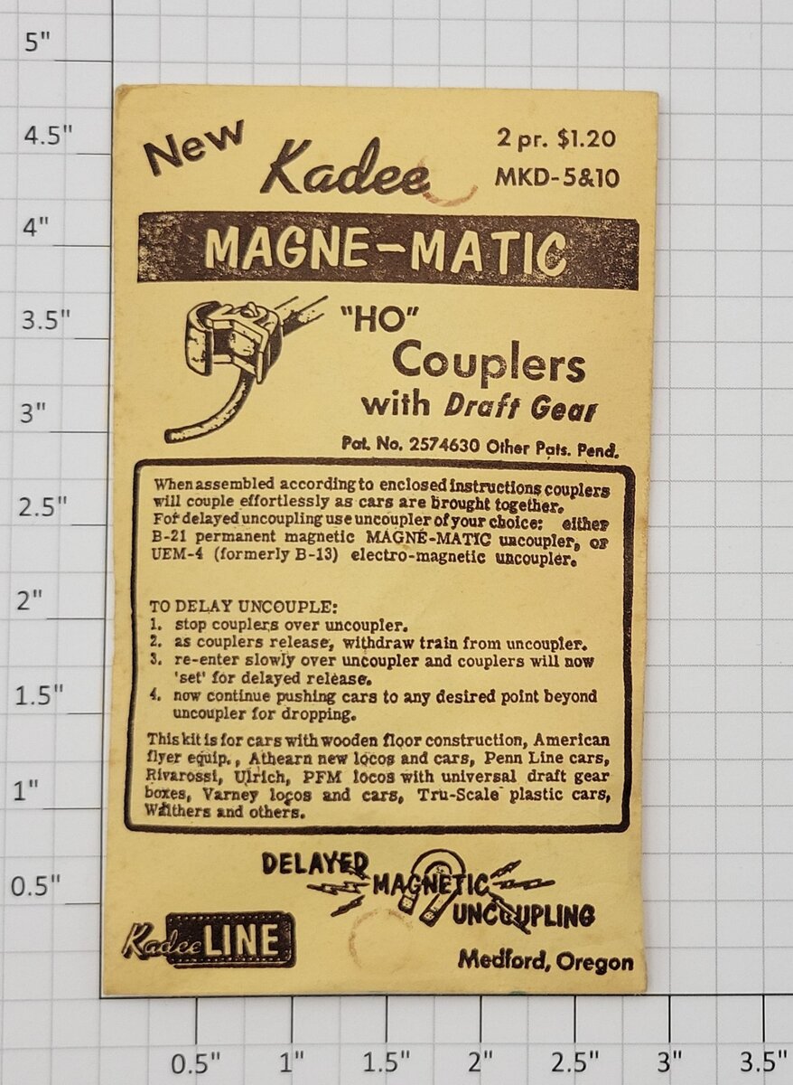 Kadee MKD-5&10 HO Magnetic-Matic Couplers With Draft Gear (Pair of 2)