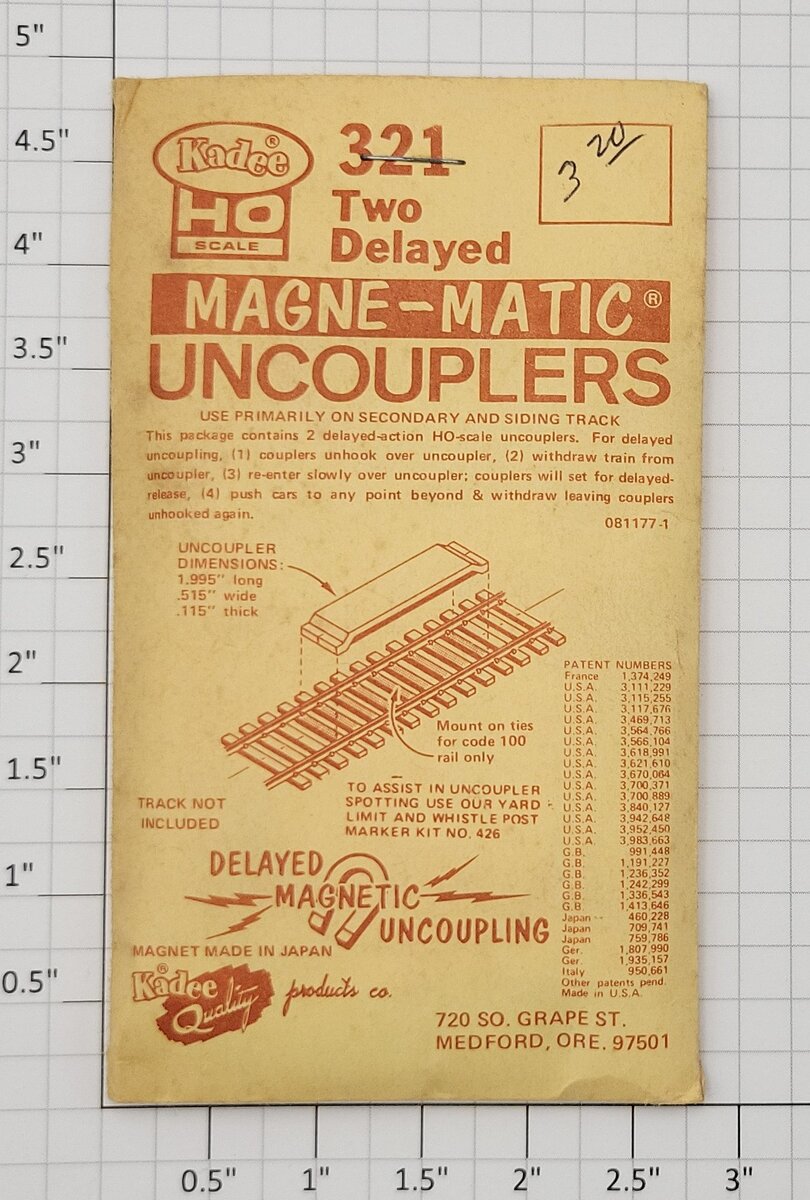 Kadee 321 HO Two Delayed Magnetic-Matic Uncouplers