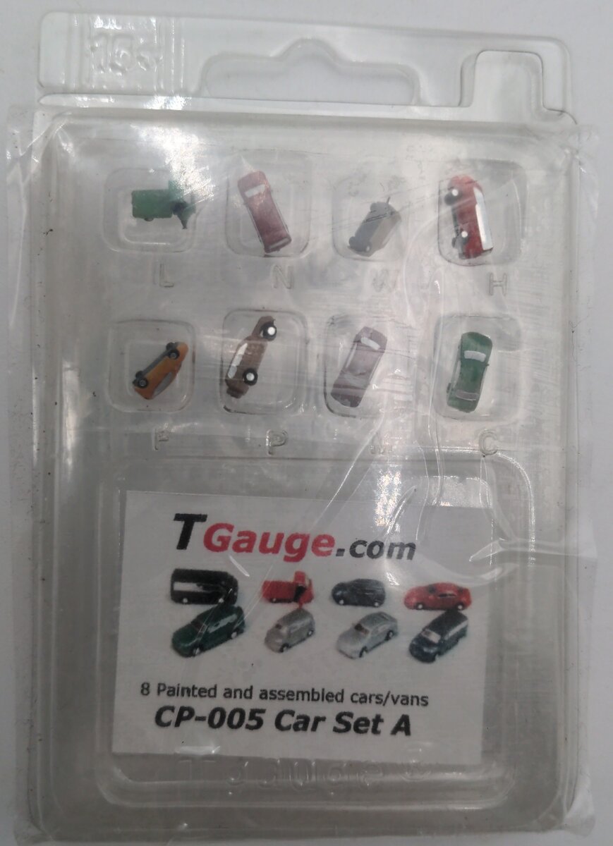T Gauge CP-005 8 Painted & Assembled cars/vans Set A