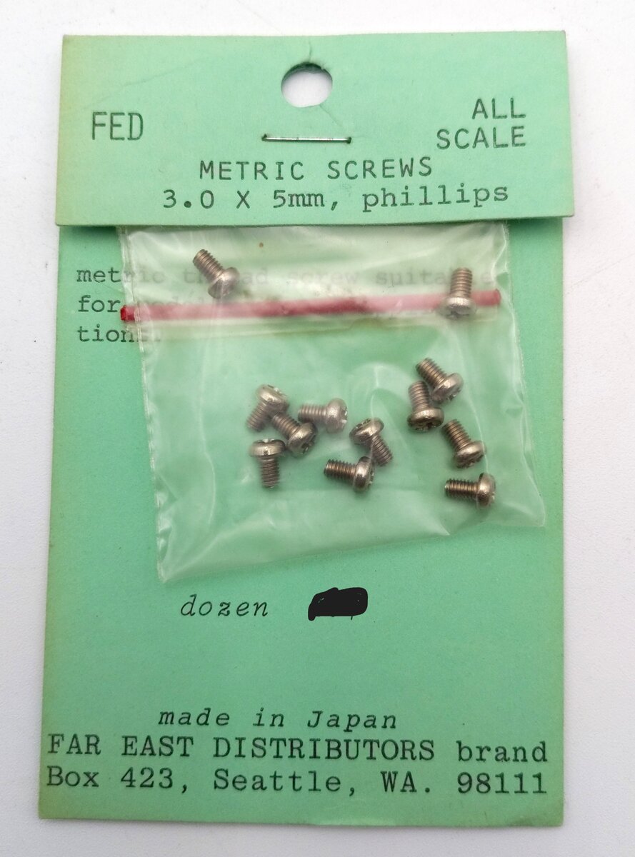 Far East Distributors All Scale Metric Screws 3.0 x 5mm, Phillips