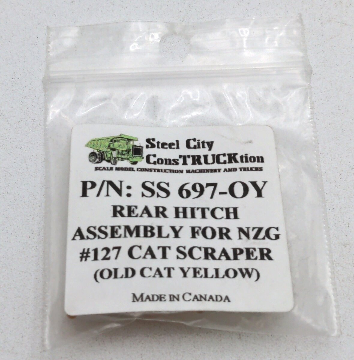 Steel City SS697-OY 1:50 Rear Hitch Assembly for NZG #127 CAT Scraper