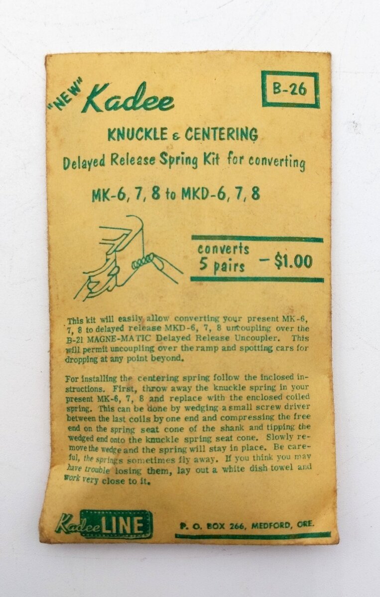 Kadee B-26 Knuckle & Centering Delayed Release Spring Kit