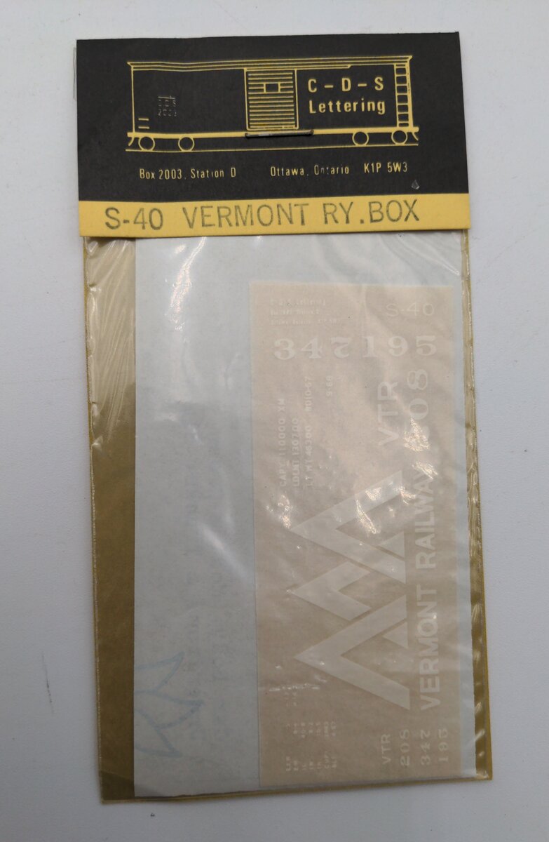 CDS Lettering S-40 Vermont RY. Box