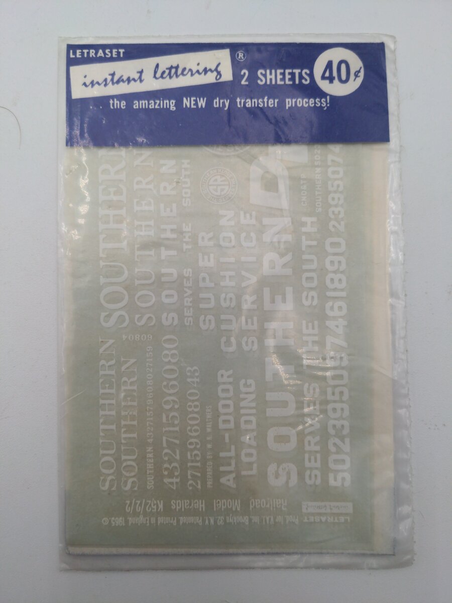Visual Art Industries, INC. K52/2/2 Railroad Model Heralds Instant Lettering 2PC