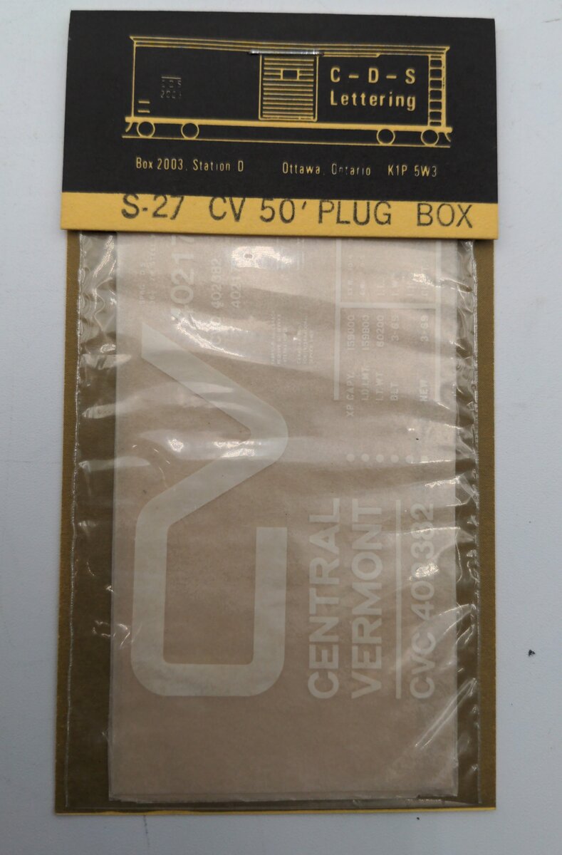 CDS Lettering S-27 CV 50' Plug Box Decal