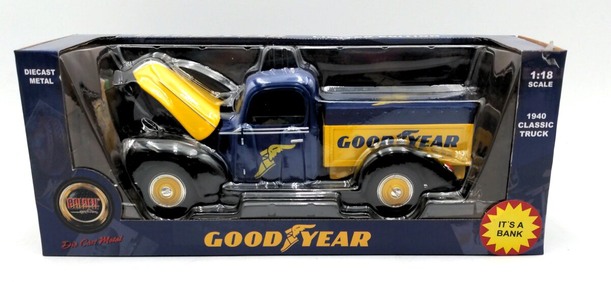 Golden Wheels 35400 1:18 Scale Goodyear 1940 Lowbed Classic Truck Bank