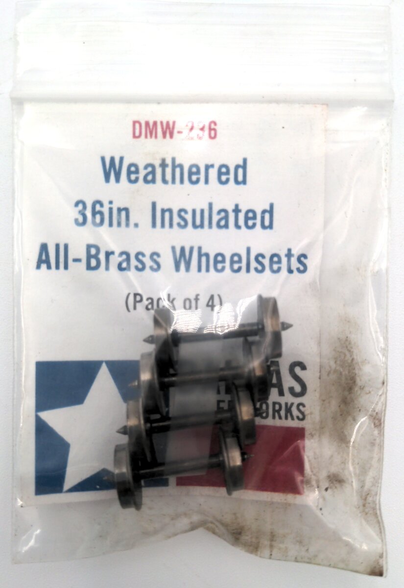 Dallas Model Works DMW236 Weathered 36 In. Insulated Brass Wheelsets (Pack Of 4)