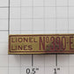 Lionel 390E-NPB1 Number Plate No.390-E in Red with Lionel Lines Brass