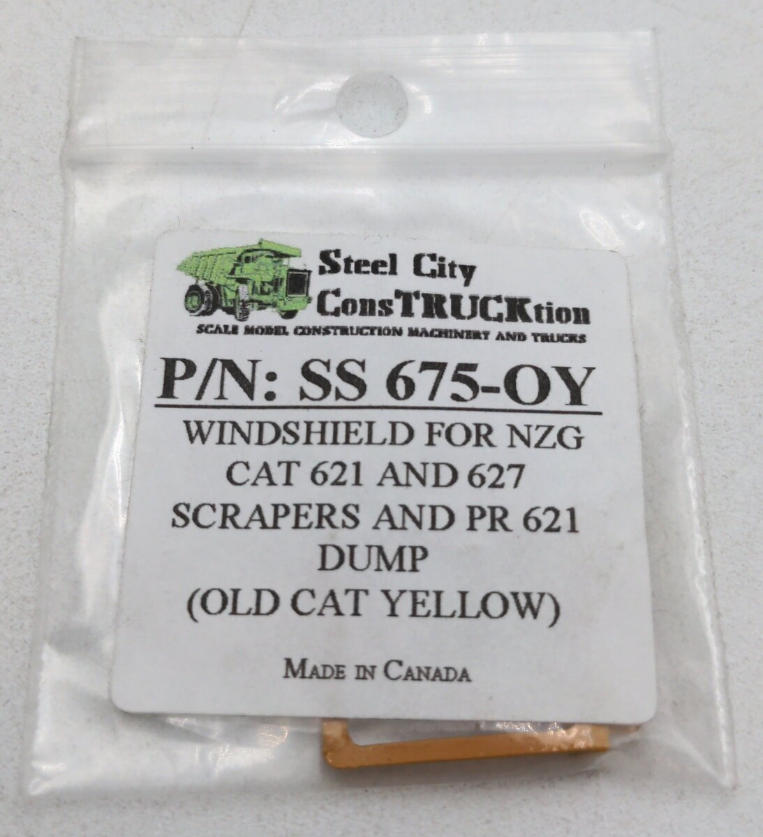 Steel City SS675-OY 1:50 Caterpillar Windshield Frame-NZG 122,126,127 Old Yellow