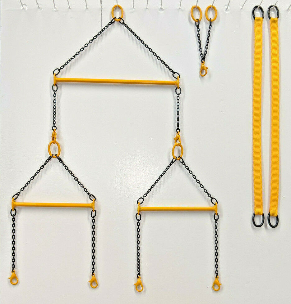 Evot EV35-SB-87-Y 1:87 Triple Spreader Bar w/Chains & Straps - Yellow