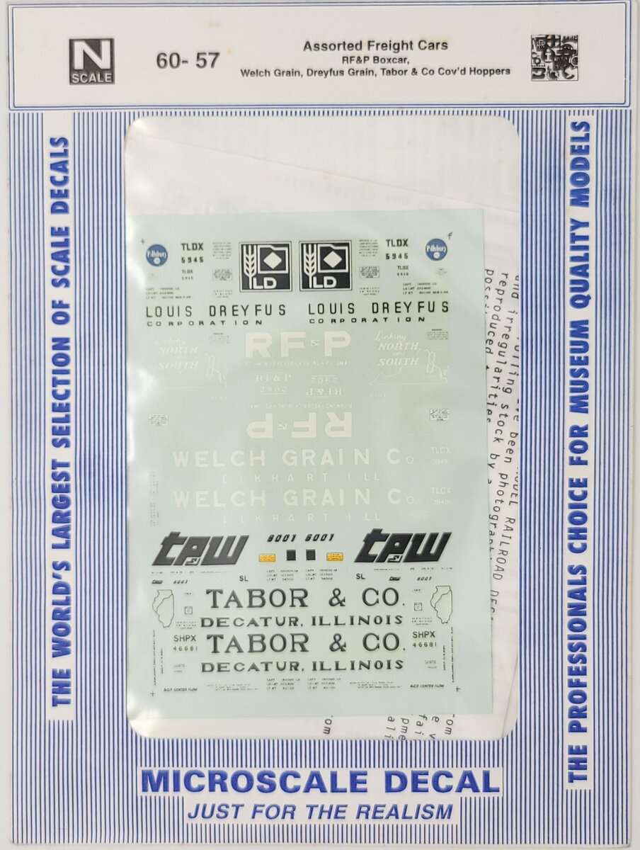 Microscale 60-57 N Scale Assorted Freight Cars #5 Decal Sheet