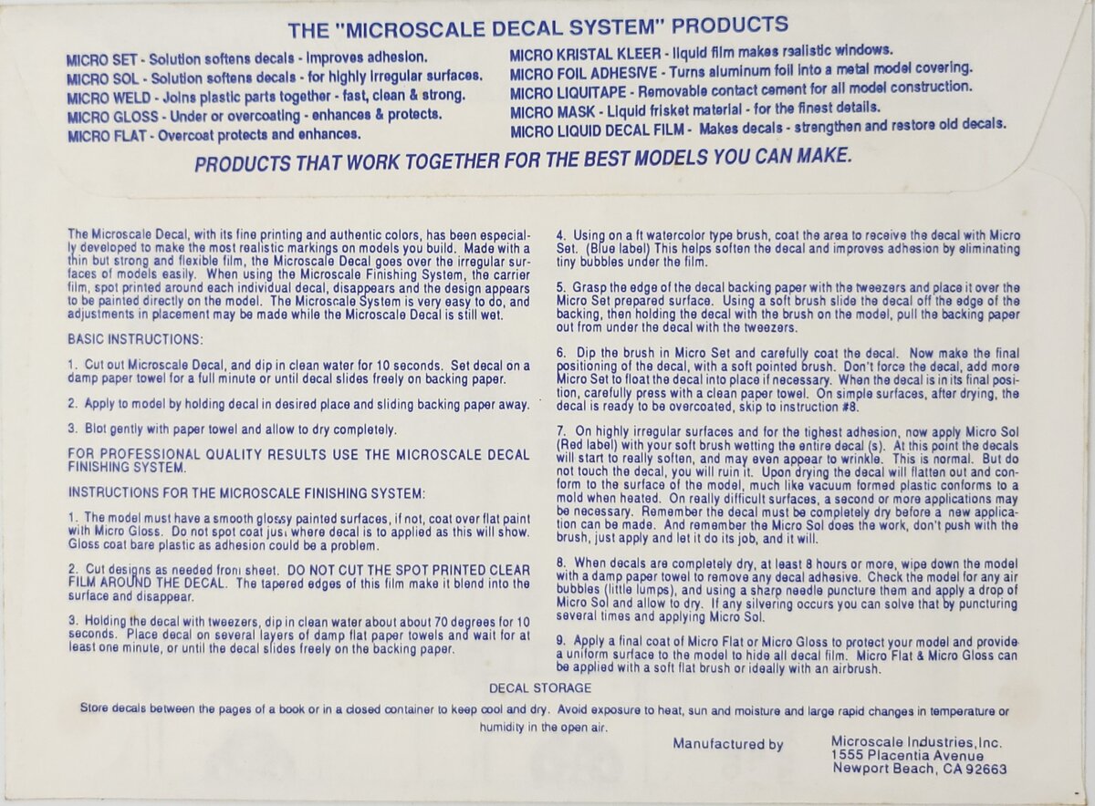 Microscale 60-615 N Scale 1970-1991 Staley Chemical Company Tank Car Decal Sheet