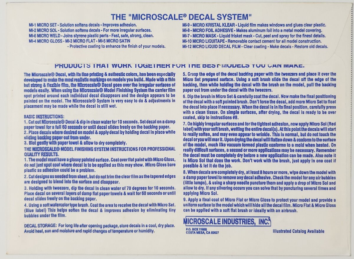 Microscale 60-1063 N 1968-83 Toledo Peoria & Western SW1500 Diesels Decal Sheet