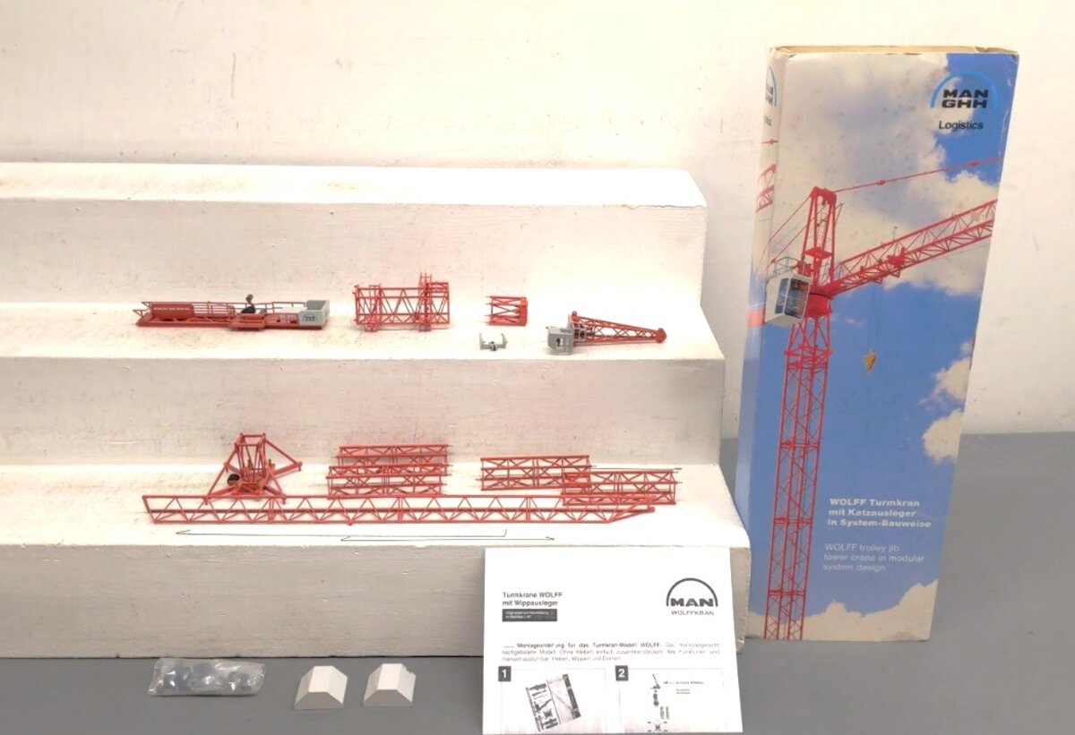 Conrad 7534 1:87 Scale Diecast MAN Wolffkran Tower Crane VG/Box