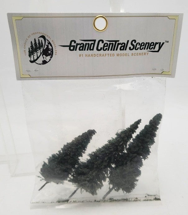 Grand Central Gems T4 Green Small Realistic Pine Trees (Pack of 3)