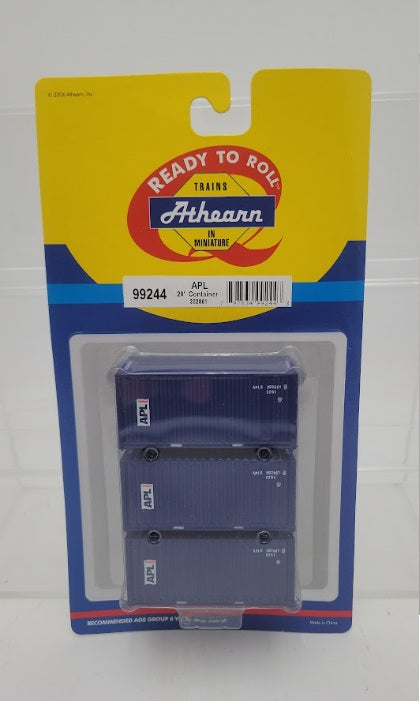 Athearn 99244 HO Scale Ready To Roll APL 20' Corrugated Container (Set of 3)