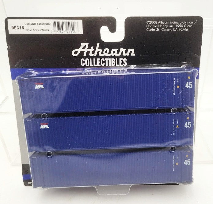 Athearn 99316 HO Scale Athearn Collectibles APL 45' Containers (Pack of 3)