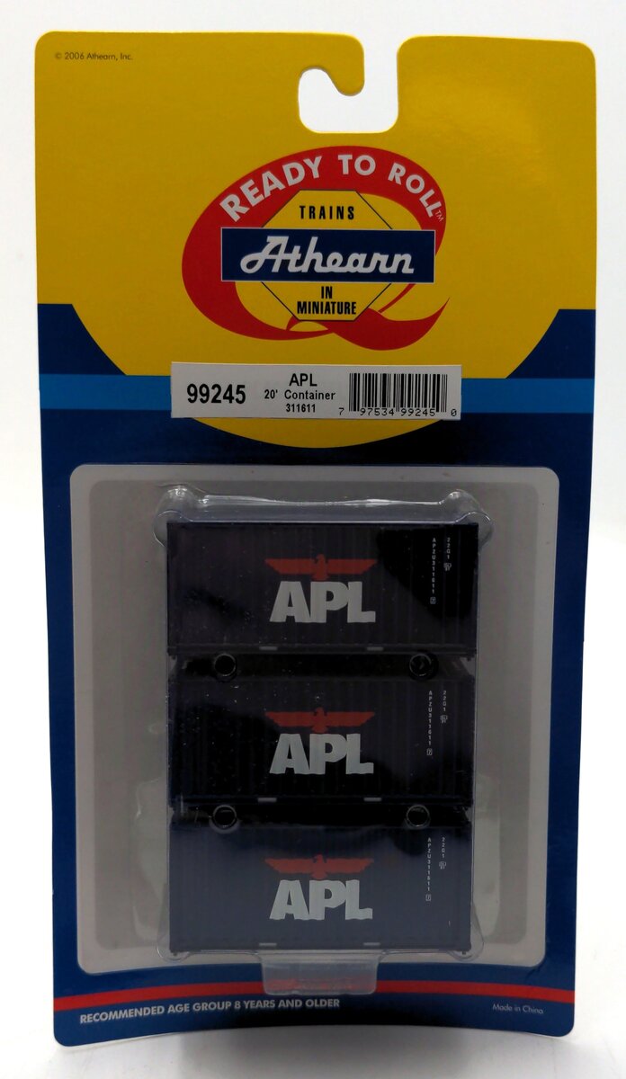Athearn 99245 HO Scale APL 20' Container (3)