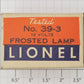Lionel 39-3 12 Volt Frosted White Teardrop Screw Base Bulb in Box