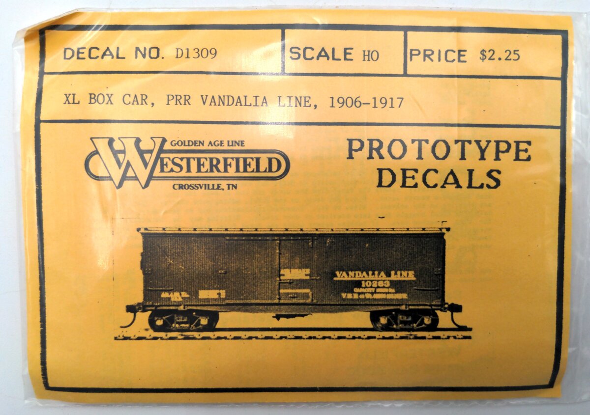 Westerfield D1309 HO XL Box Car, PRR Vandalia Line, 1906-1917