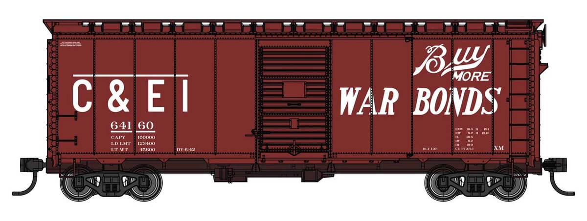 Walthers 910-2745 HO C&EI 40' AAR Modified 1937 Boxcar Ready to Run #64160