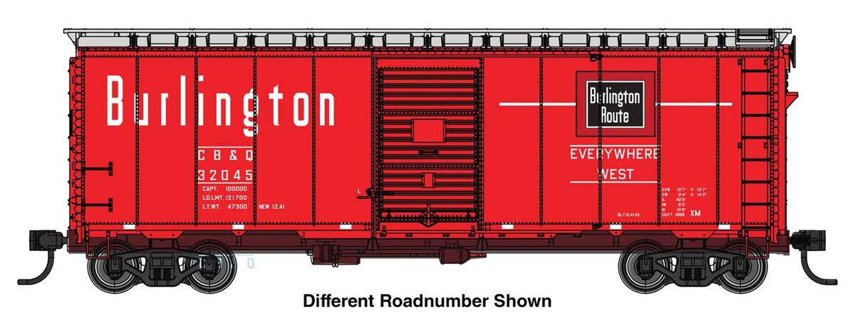 Walthers 910-2748 HO CB&Q 40' AAR Modified 1937 Boxcar Ready to Run #32056