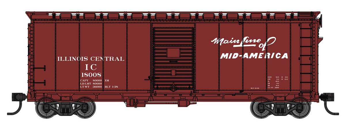 Walthers 910-2751 HO Illinois Central 40' AAR Modified 1937 Boxcar RTR #18008