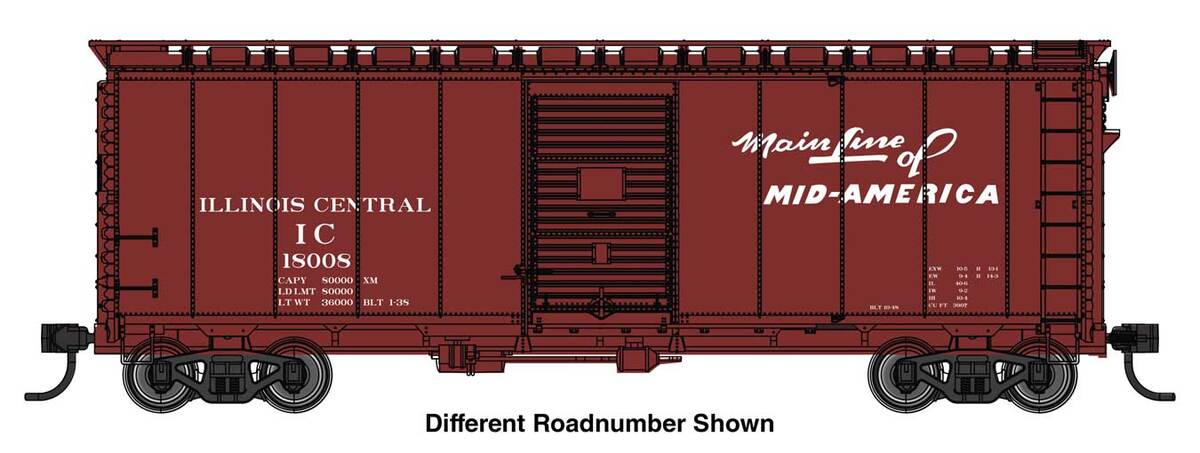 Walthers 910-2752 HO Illinois Central 40' AAR Modified 1937 Boxcar RTR #18036