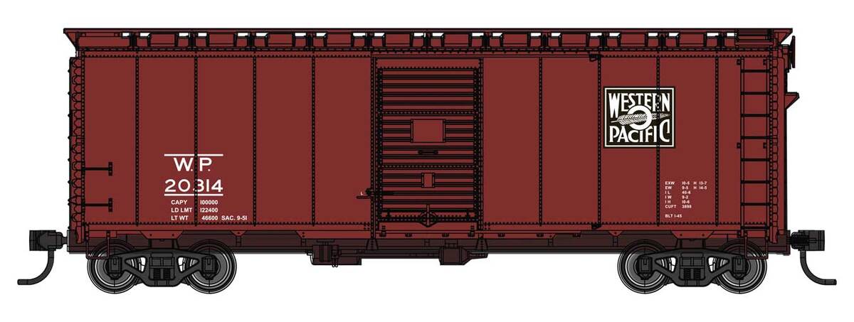 Walthers 910-2755 HO Western Pacific 40' AAR Modified 1937 Boxcar RTR #20314