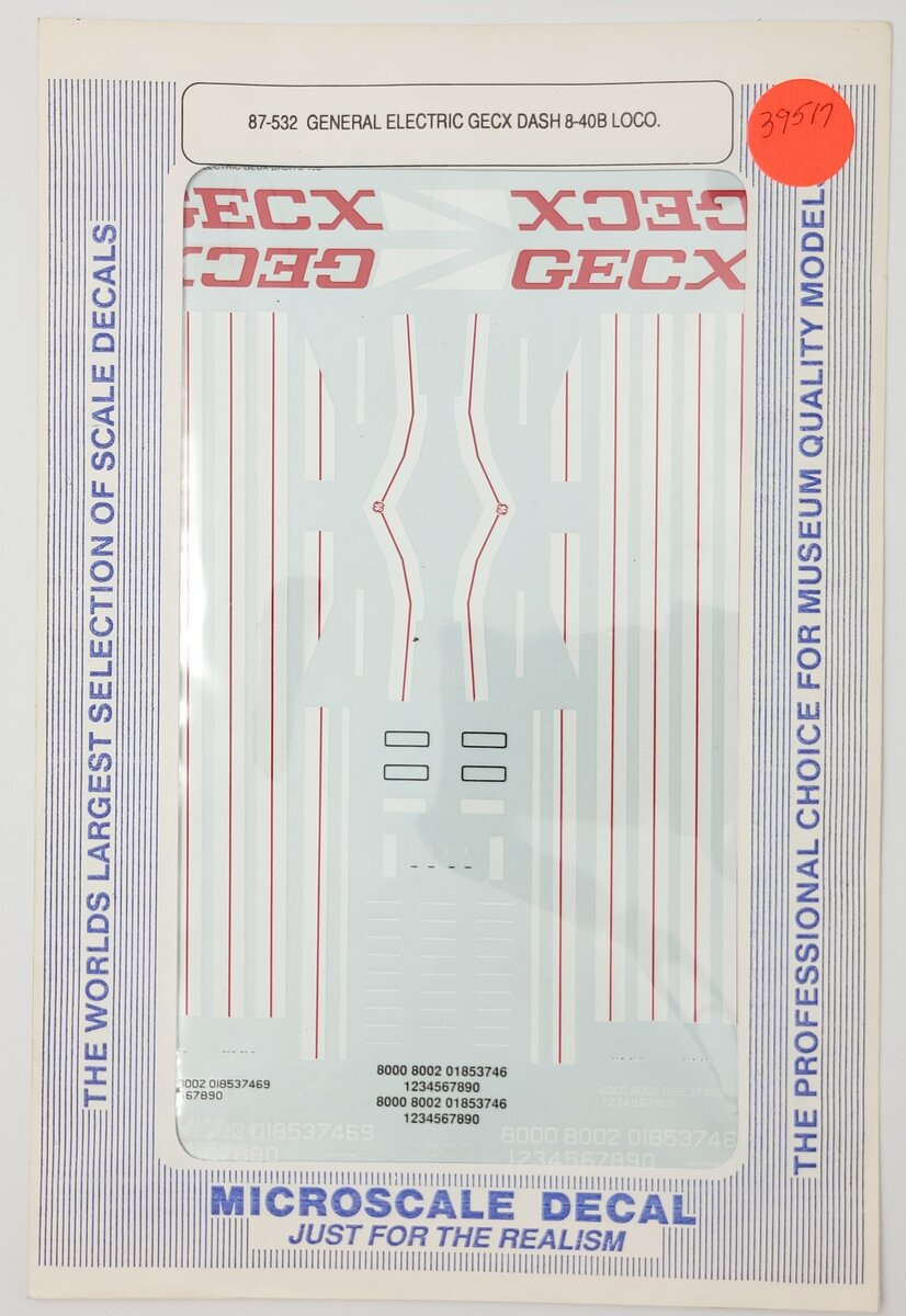 Microscale 87-532 HO General Electric Leasing GECX B40-8 Diesel Loco Decal Sheet